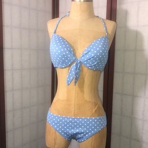 SHADE & SHORE blue and white polka dot bikini swimwear.Size M /36b